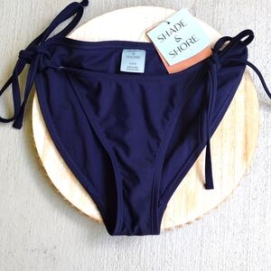 Shade & Shore womens bikini bottom S (4-6) Navy blue High Leg Low Rise